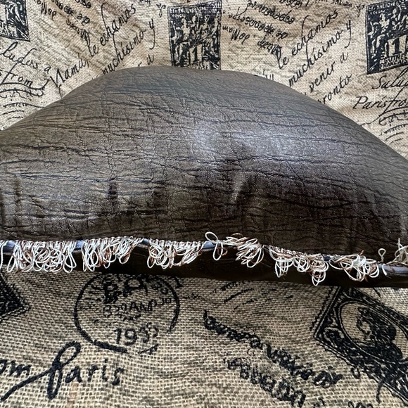 Faux Leather Textured Distressed Pillow - Picture 7 of 9
